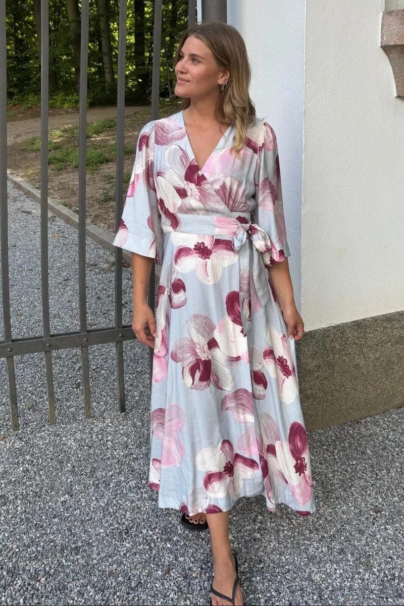 YAS - Yasmarga 3/4 Wrap Long Dress - 5032331 Skyway Marga Aop