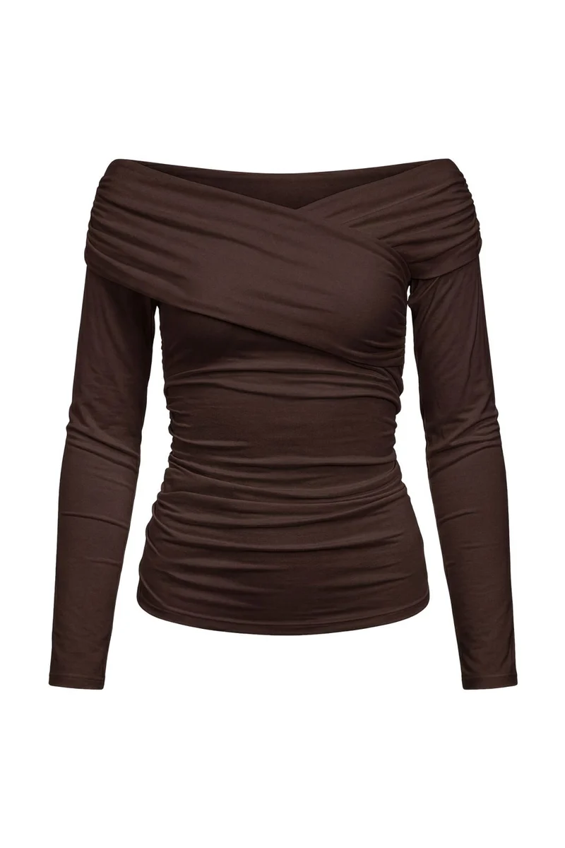 Object - Objlevih L/S Cross Over Top - 5251904 Seal Brown