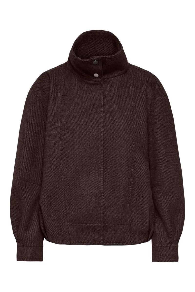 Only - Onlasta High Collar Bomber Jacket - 5136400 Chocolate Torte Melange