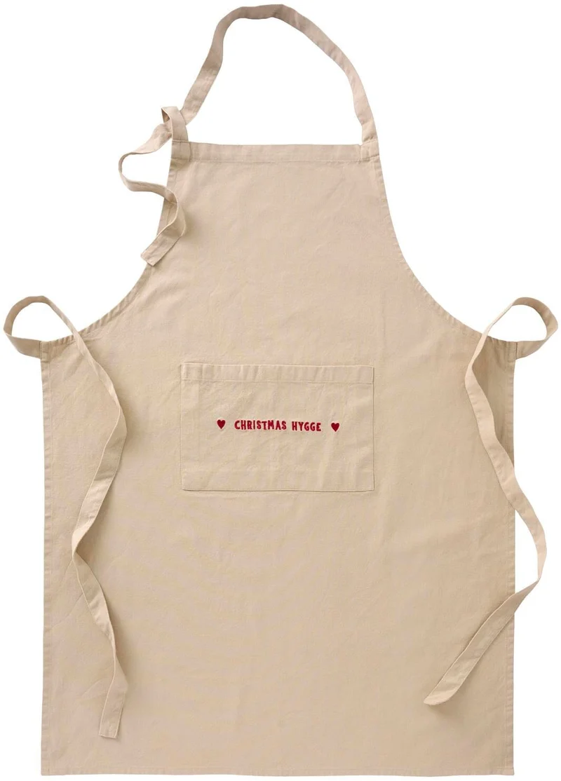 Ib Laursen - ForklæDe Christmas Hygge Natur M/RøDt Broderi - 63046-33