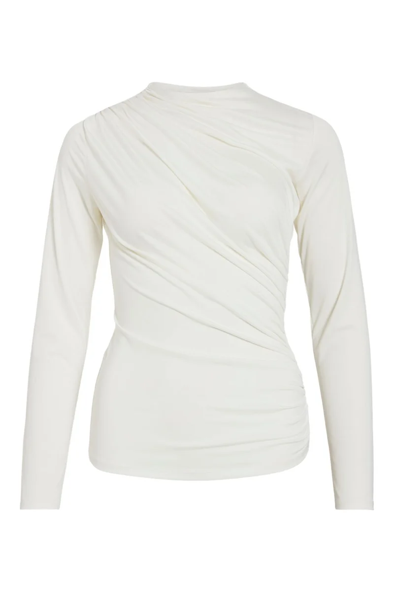 Vila - Vizurna Funnelneck L/S Top/R - 4864247 Cloud Dancer