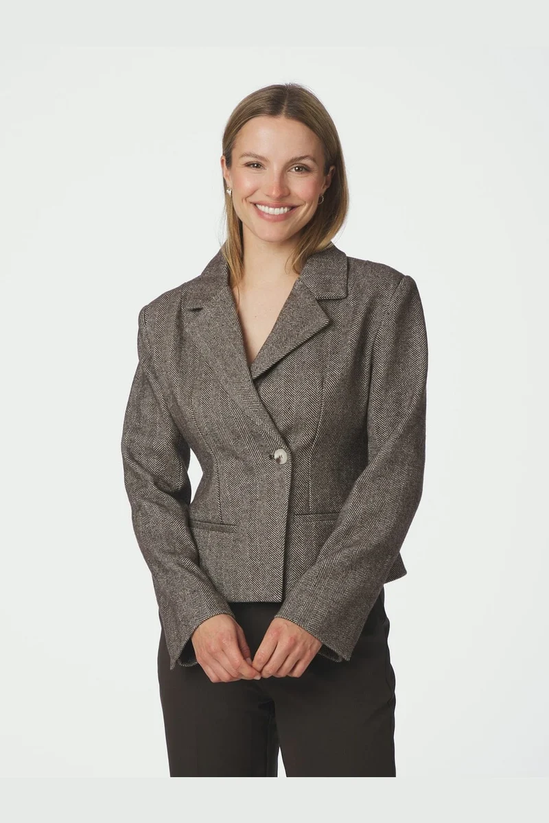 Neo Noir - Valia Herringbone S Blazer 168314 - 676 - Dark Brown