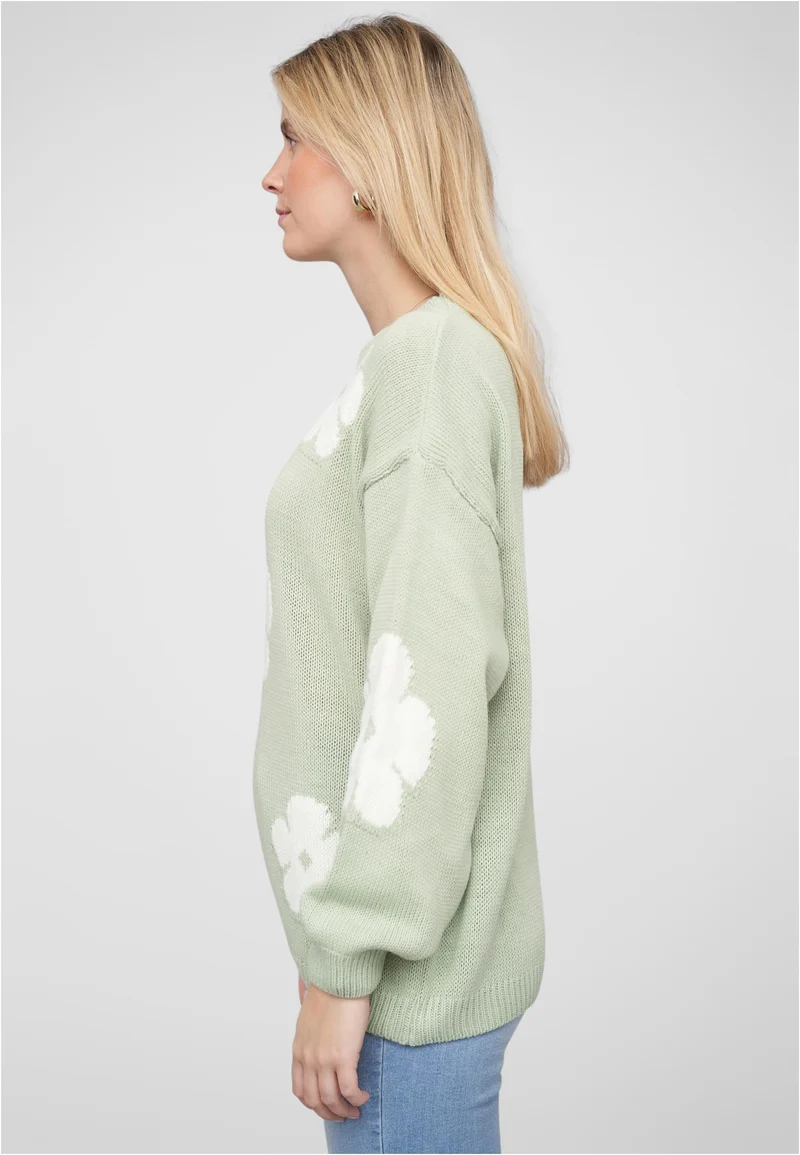 Cloud5ive Crewneck Knit Sweater with Flowers