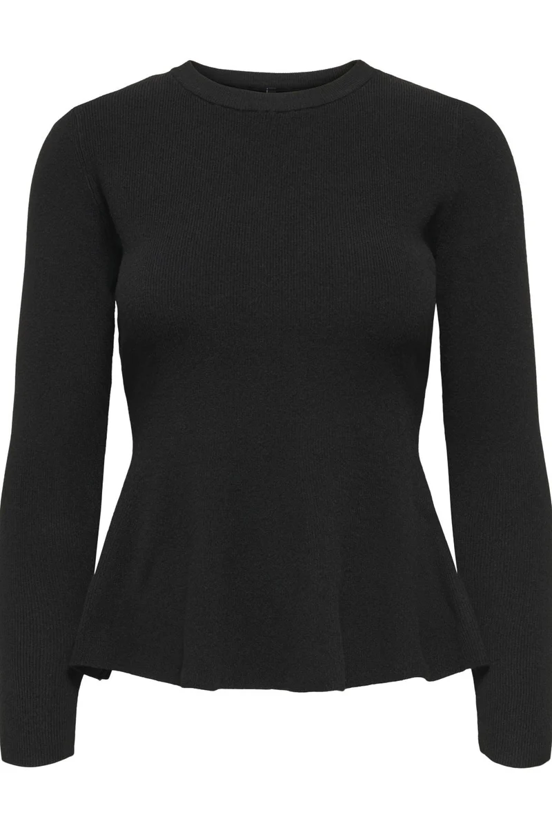 Only - Onlcoco Life Ls Rib Oneck Peplum Cc Knt - 4852742 Black