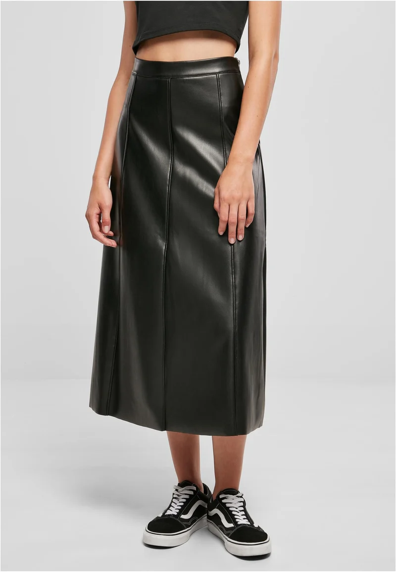 UC Synthetic Leather Midi Skirt