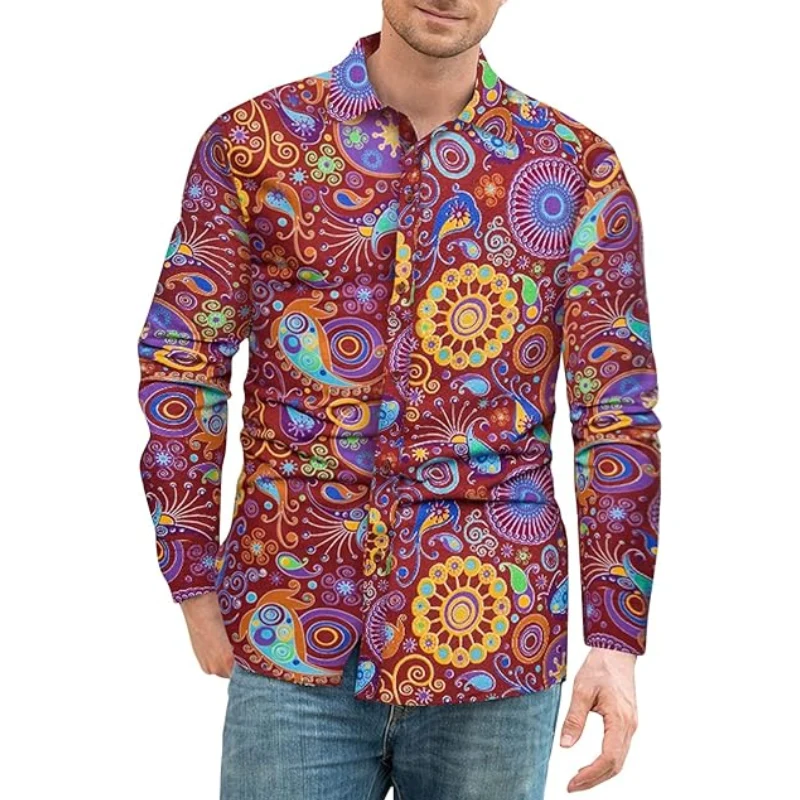 Icone™ RetroPolo: Disko Natt Herrens Långärmad Vintage Retro Polo