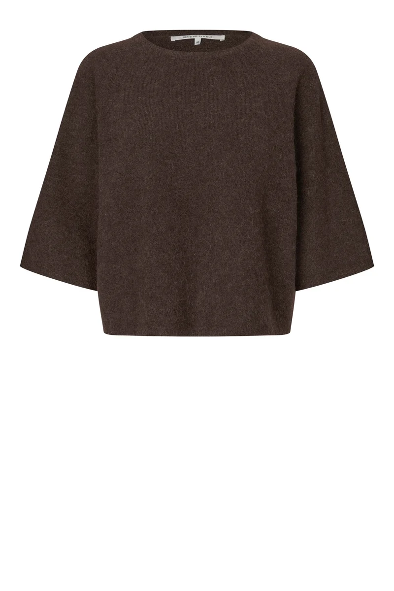 Second Female - Gabby Knit SS O-Neck 61066 - 6156 Demitasse