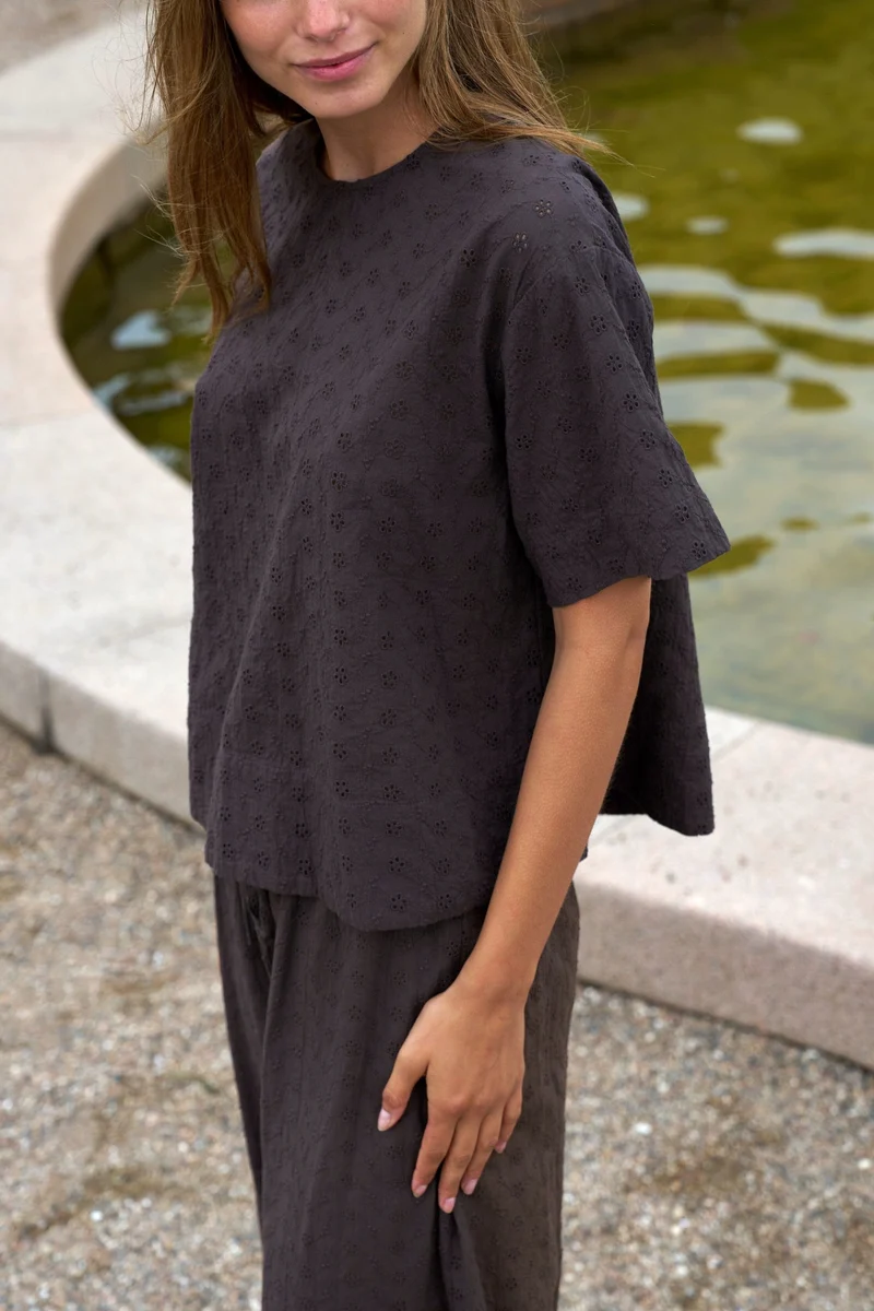 Neo Noir - Viest Emb Blouse 170041 - 676 - Dark Brown