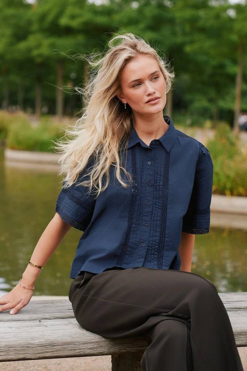 Neo Noir - Lotte C Poplin Shirt 169838 - 141 - Navy