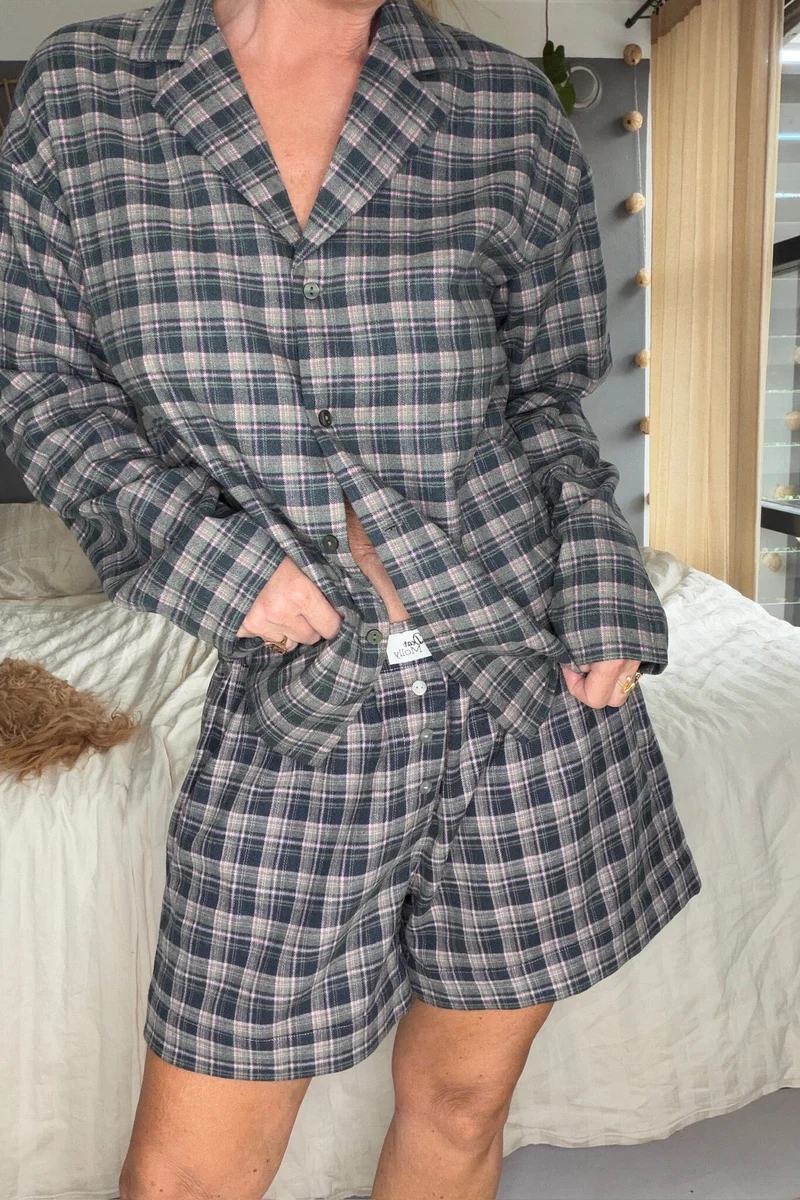 Dear Molly - Grethe Shorts - Pink Green Checker