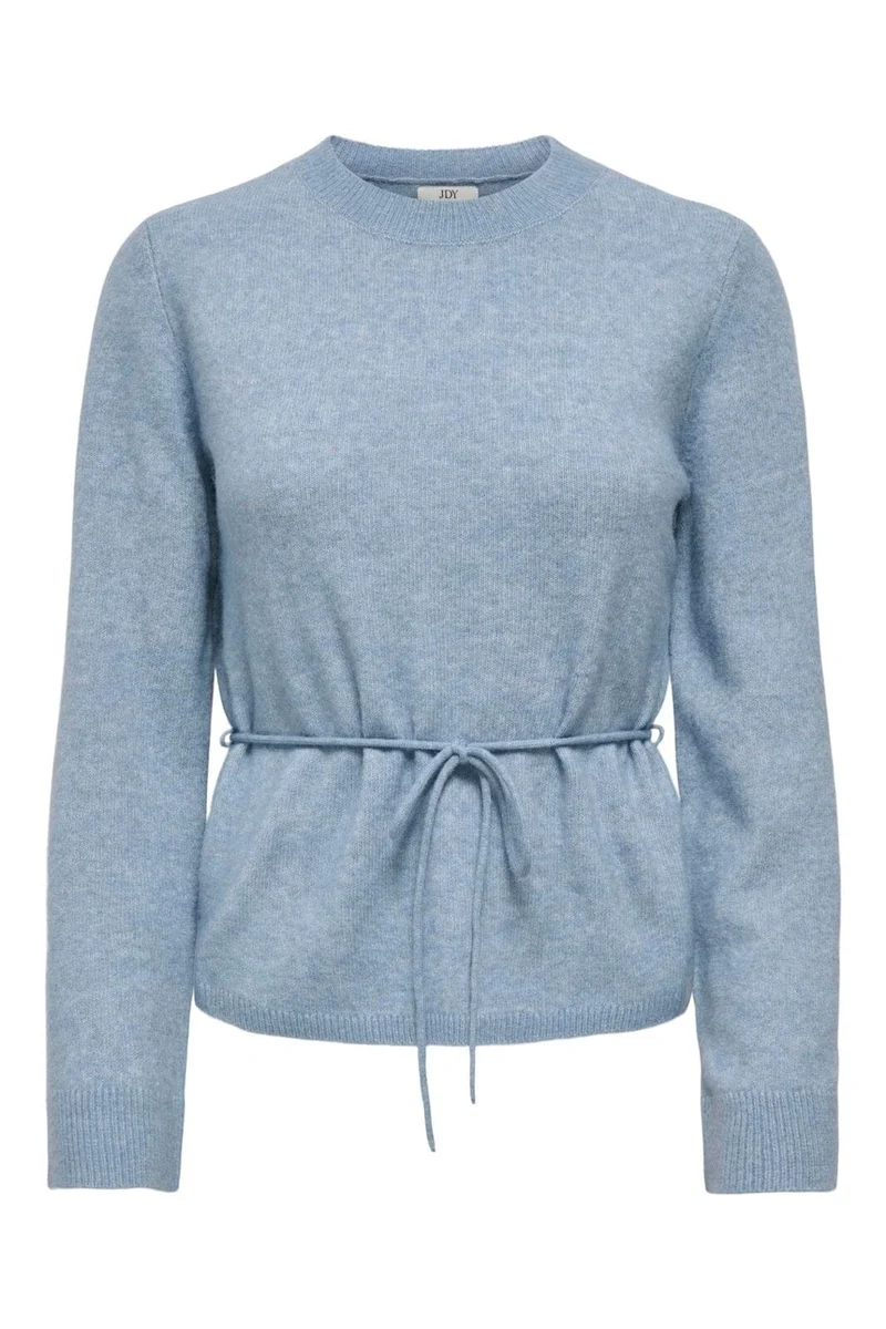JDY - Jdyelsa Life L/S On Tie Waist Pullov Knt - 5043367 Windward Blue W. White Melange
