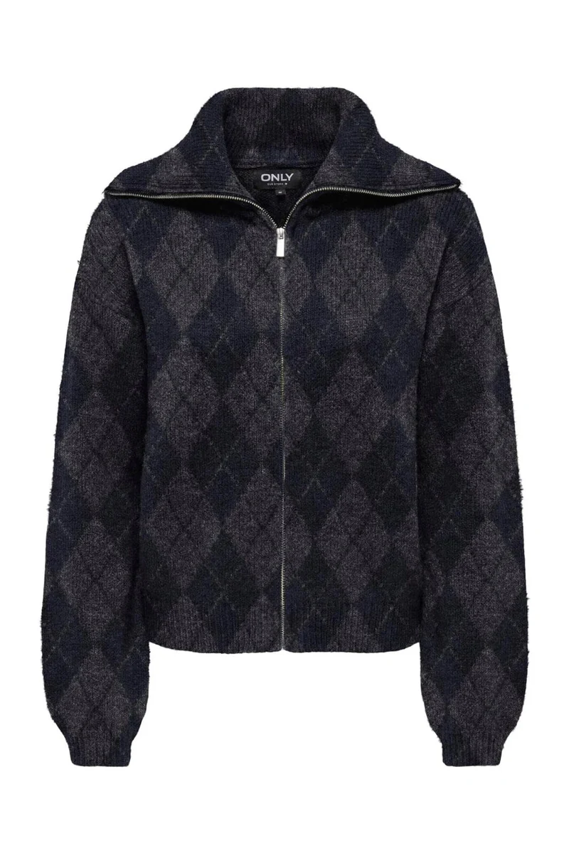 Only - Onlmaroon Ls Zip Collar Cardigan Knt - 5144930 Night Sky Mel/Dgm