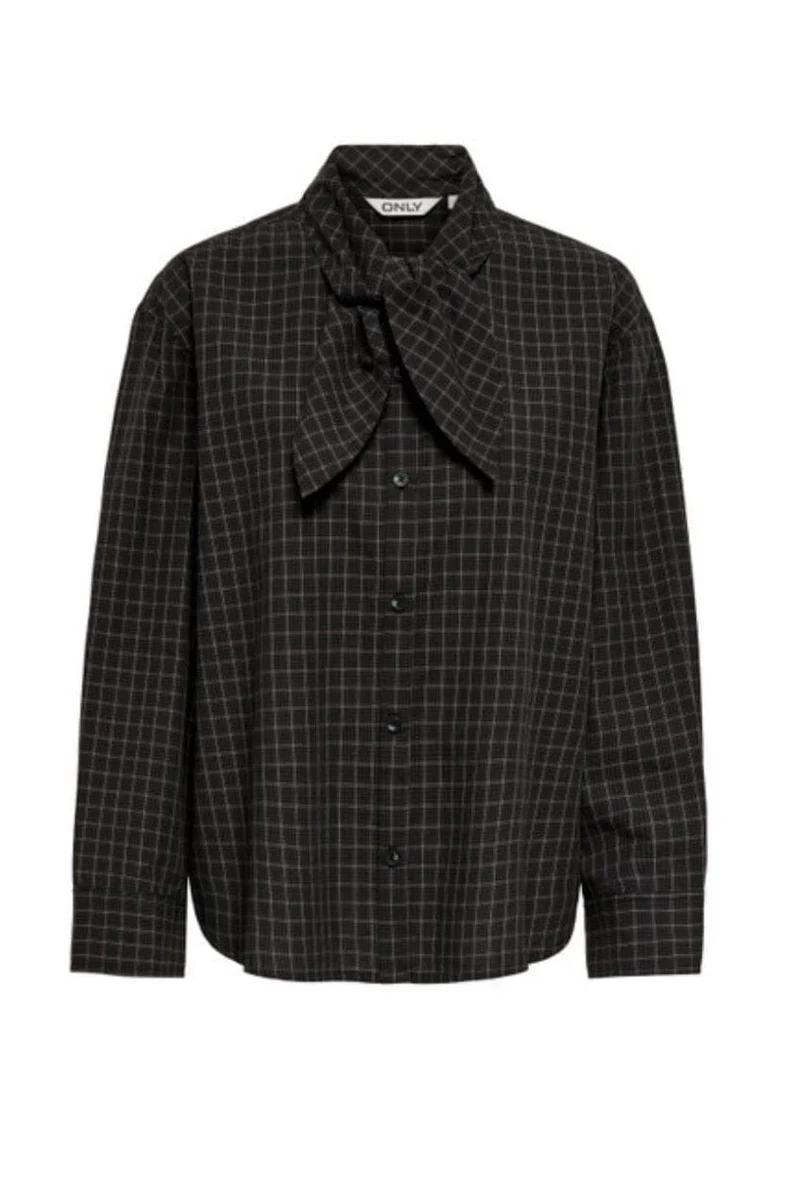 Only - Onlmaya Check Bow Shirt - 5195883 Black Grey