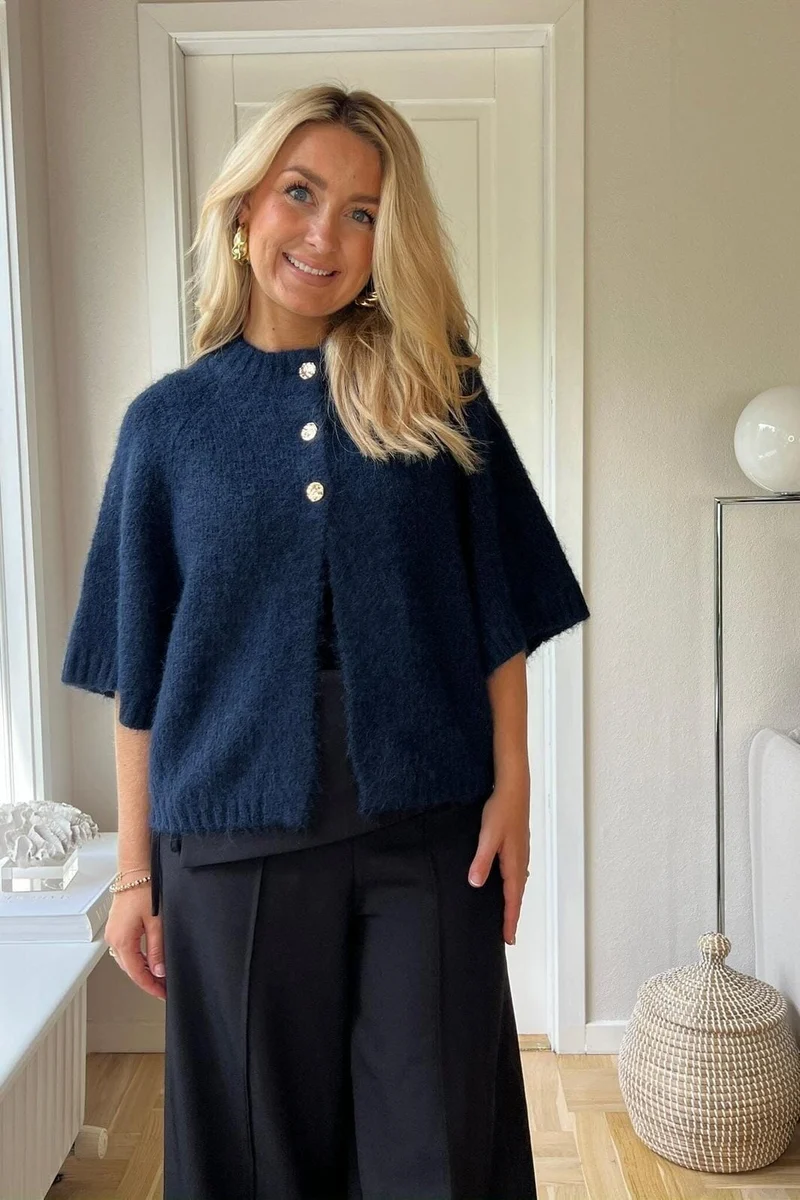 Neo Noir - Benuta Fluffy Knit Cardigan 165816 - 141 - Navy