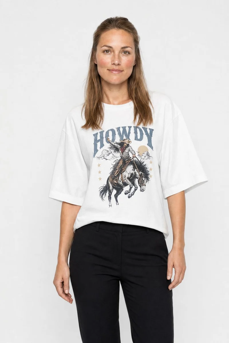 Dear Molly - Howdy T-Shirt Ch170408b - White