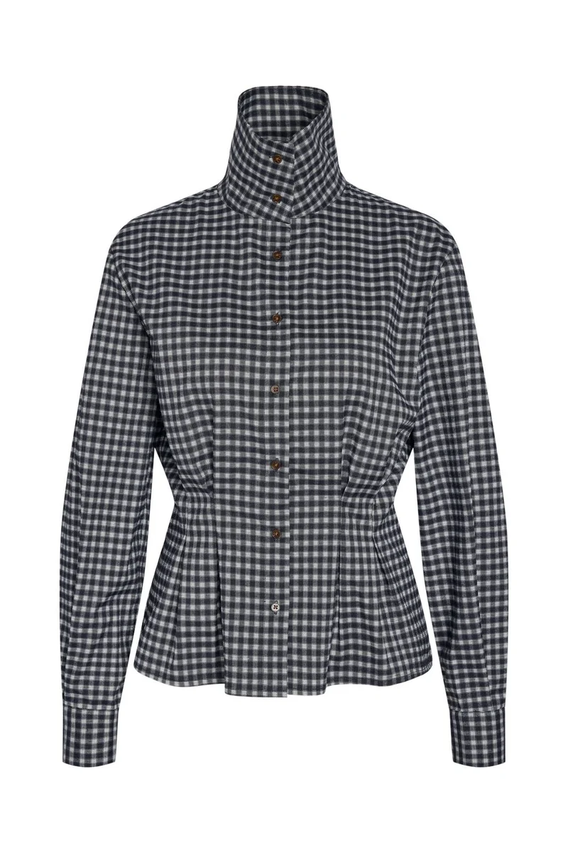 Noisy May - Nmpamila Highneck L/S Detail Shirt - 5224958 Navy Blazer White