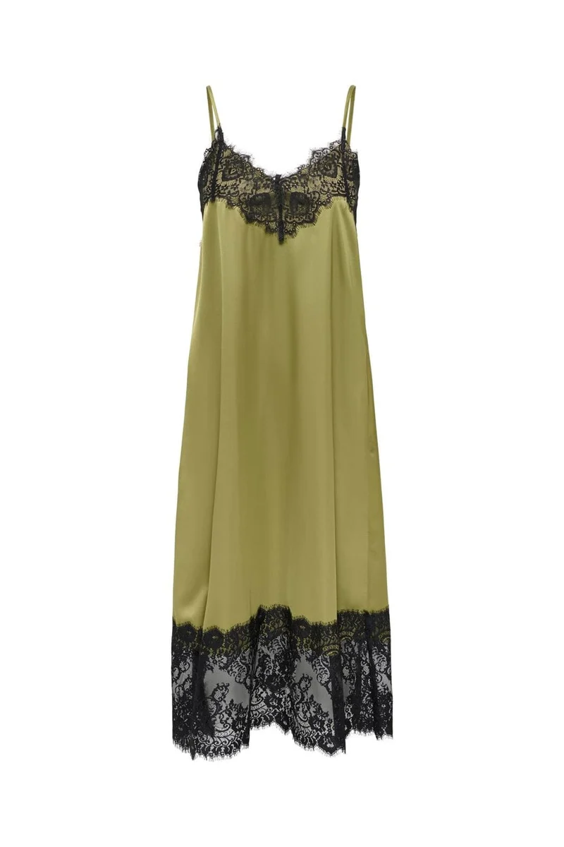 JDY - Jdyalana S/L Lace Midi Dress - 5097061 Gothic Olive Black Lace
