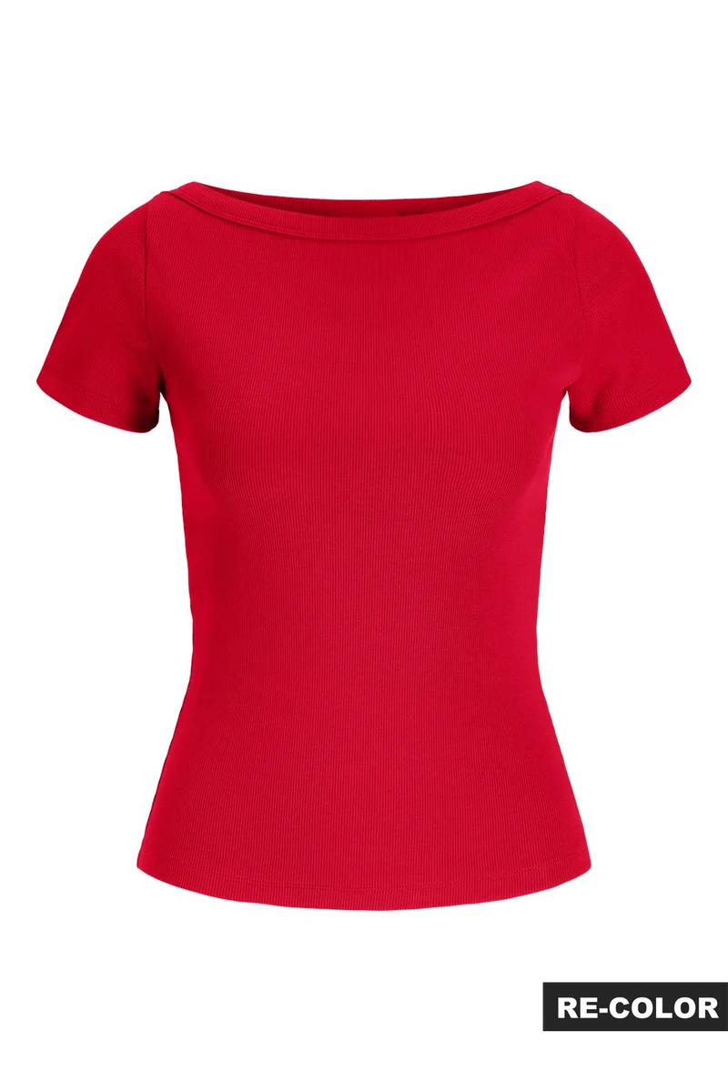 Jjxx - Jxfifi Str Ss Boatneck Tee - 5267246 Tango Red