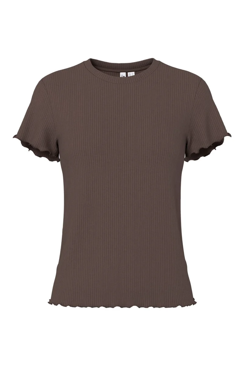 Pieces - Pcnicca Ss O-Neck Top - 5048764 Hot Fudge