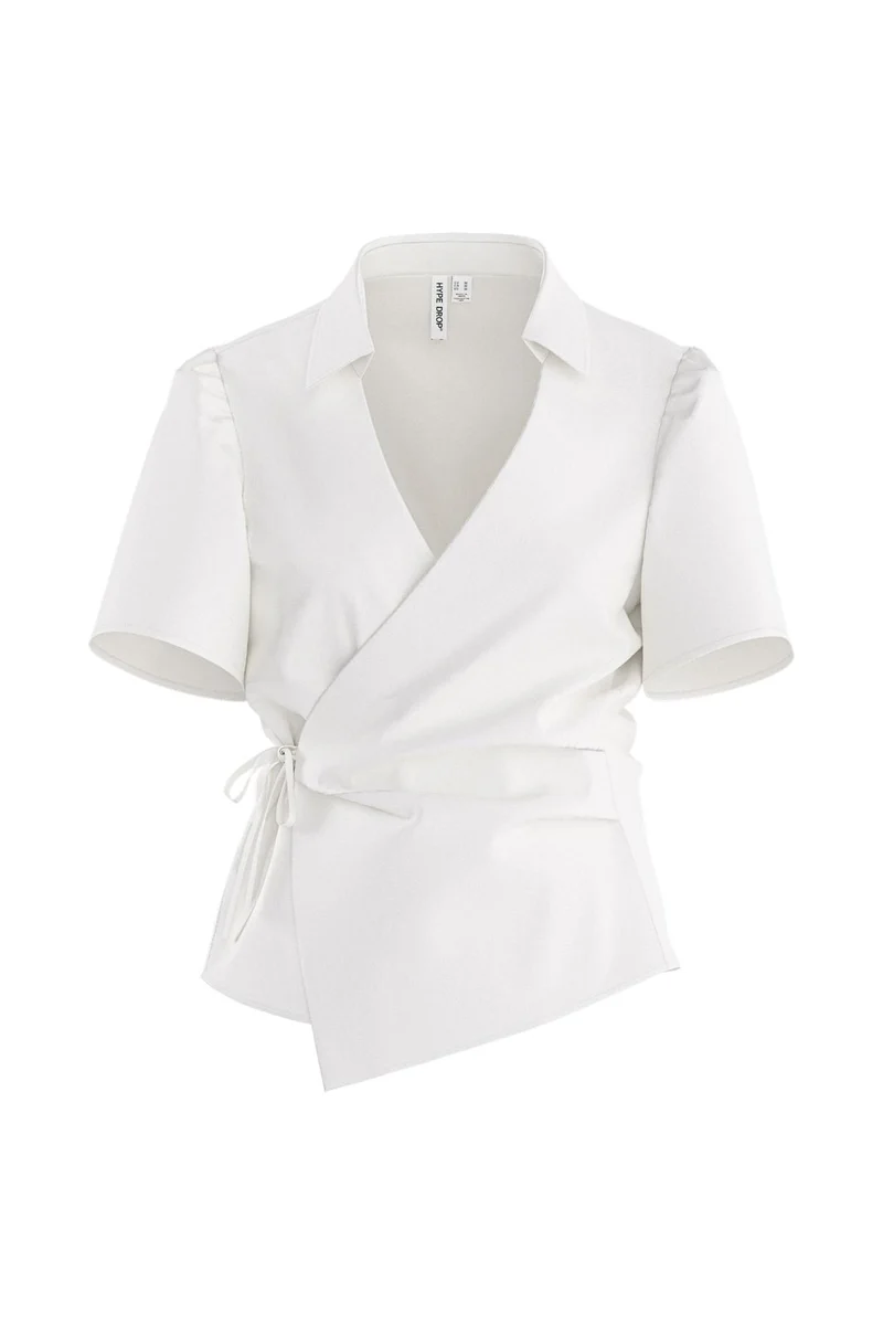 Hypedrop - Hdarlena Ss Wrap Shirt 32001132 - 5242287 - White
