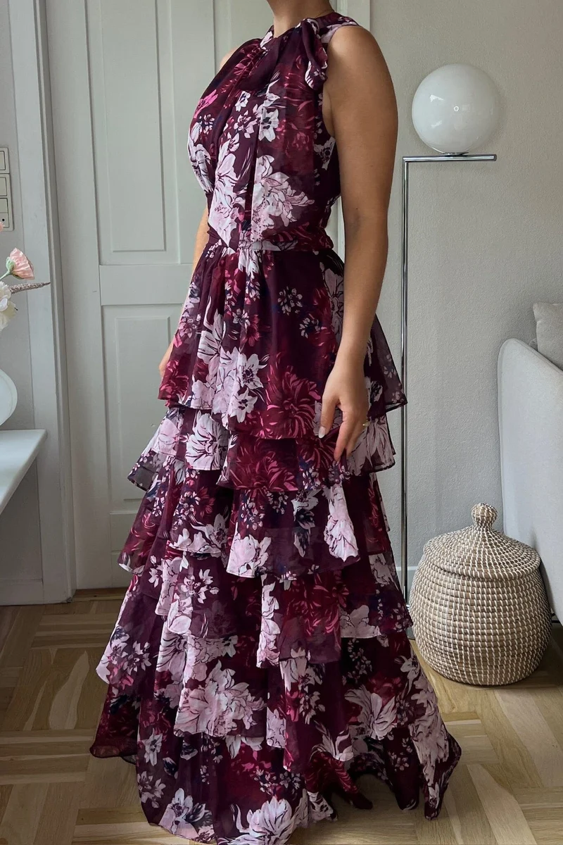 Neo Noir x Molly&My - Lia Mega Flower Dress 169703 - 162 - Bordeaux
