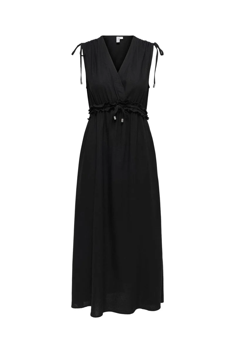 Only - Onlgoa Sl Linen Bl Long Dress Cc - 4910201 Black