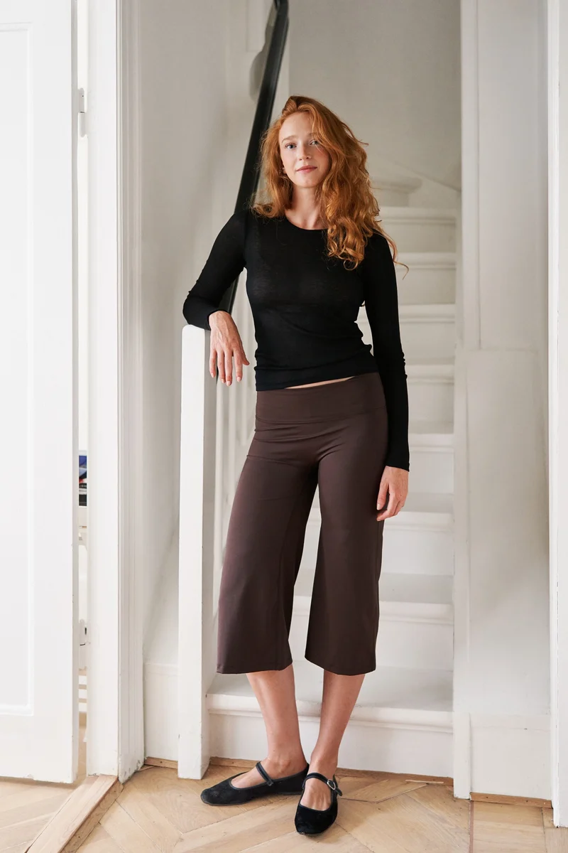 Neo Noir - Lauri Wide Capri Pants 171241 - 676 - Dark Brown