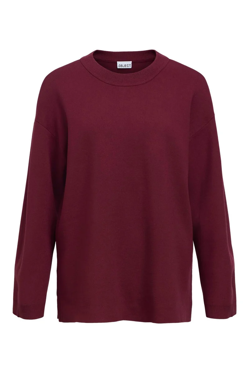 Object - Objreynard L/S Lo Knit Pullover - 5049322 Windsor Wine