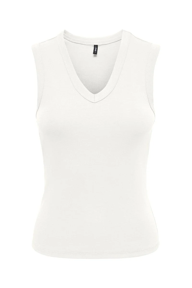 Only - Onlriley S/L V Neck Top - 5252844 Cloud Dancer