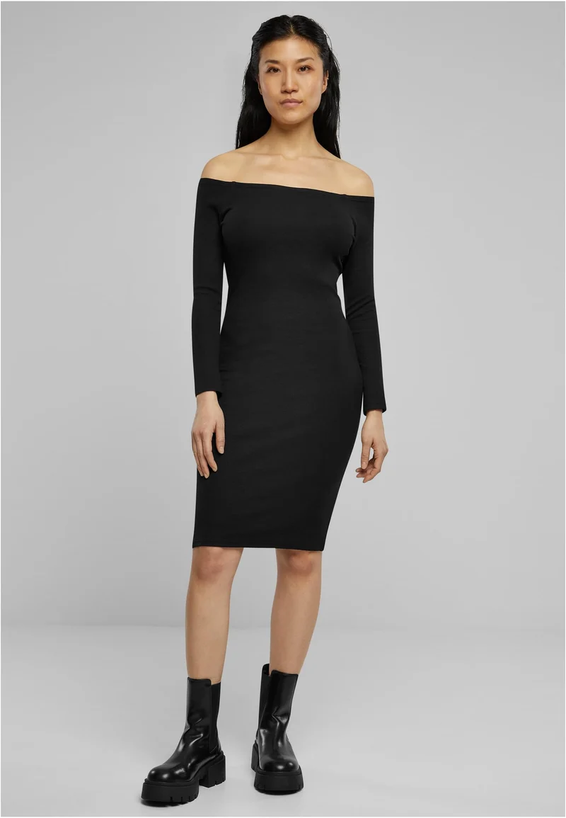 UC Off Shoulder Longsleeve Rib Dress