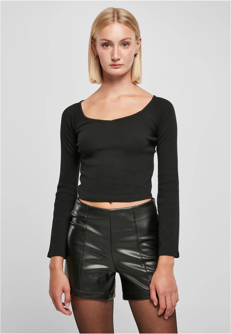 UC Short Rib Wide V-Neck Longsleeve