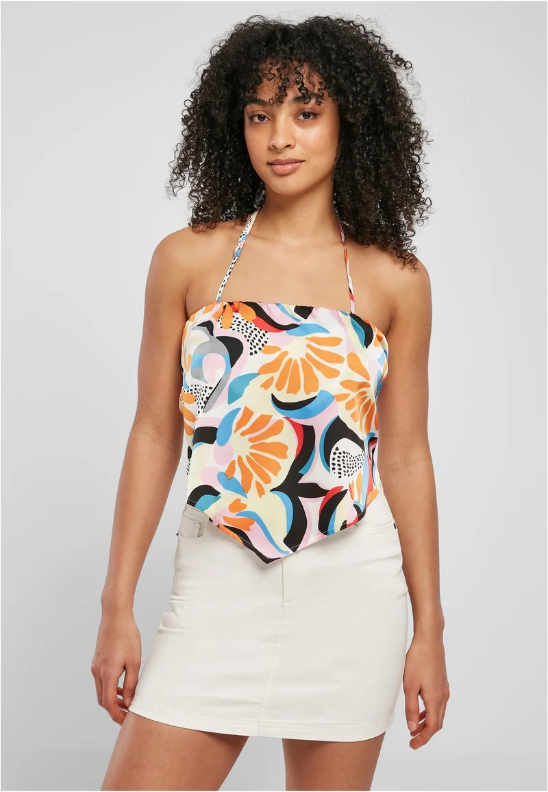 UC Cropped AOP Satin Triangle Top