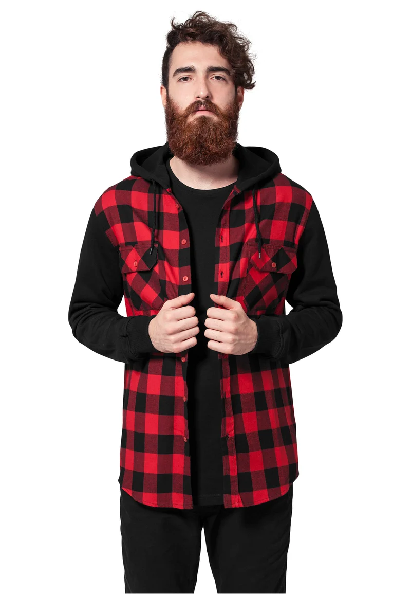 UC Hooded Checked Flanell Sweat Sleeve Shirt
