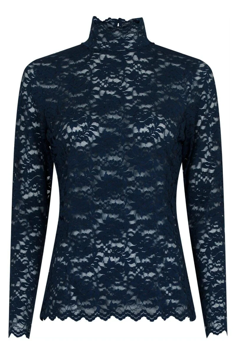 Neo Noir - Liza Laceflower Blouse - Navy