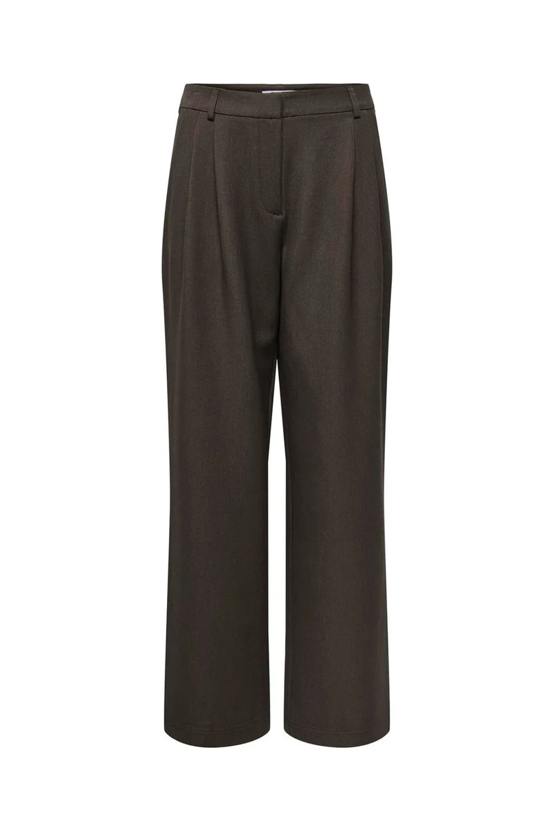 Only - Onlhattie Pleat Str Pant Tlr - 4985630 Chocolate Torte Melange
