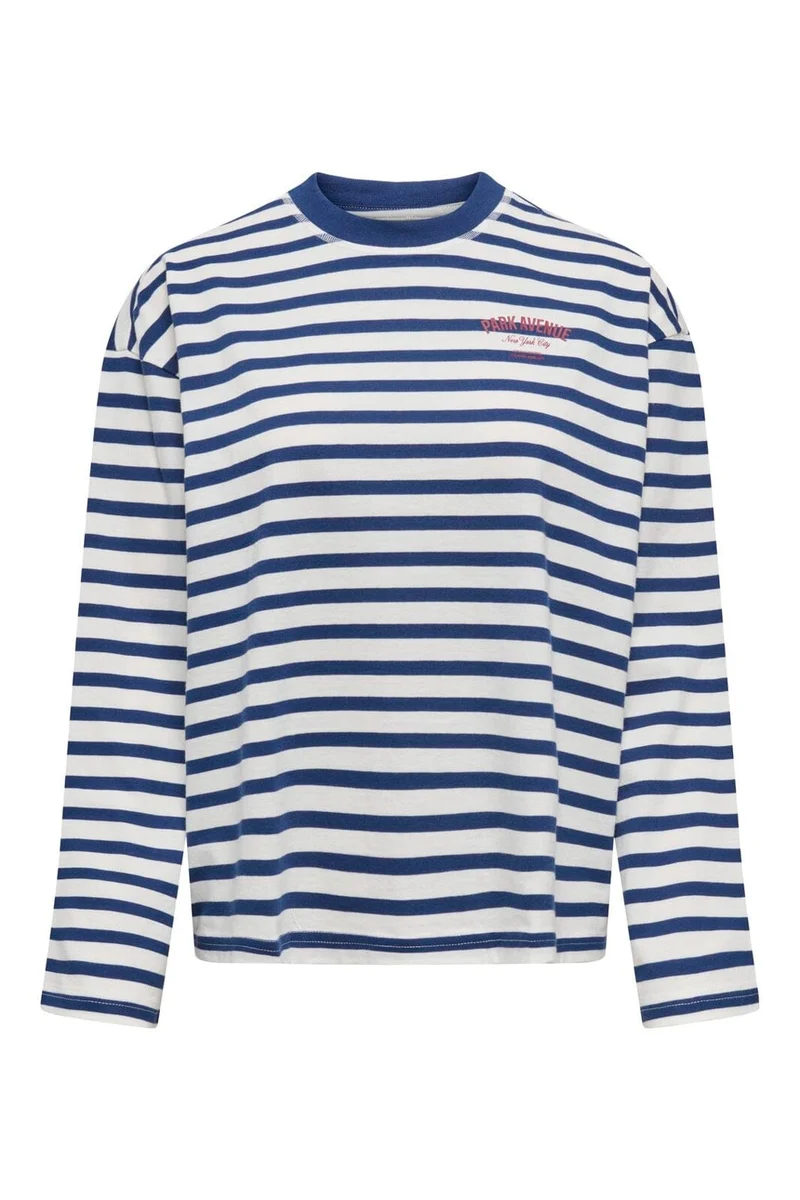 Only - Onlfreja L/S Stripe Top - 5060254 Cloud Dancer Navy (Ida) Print Park