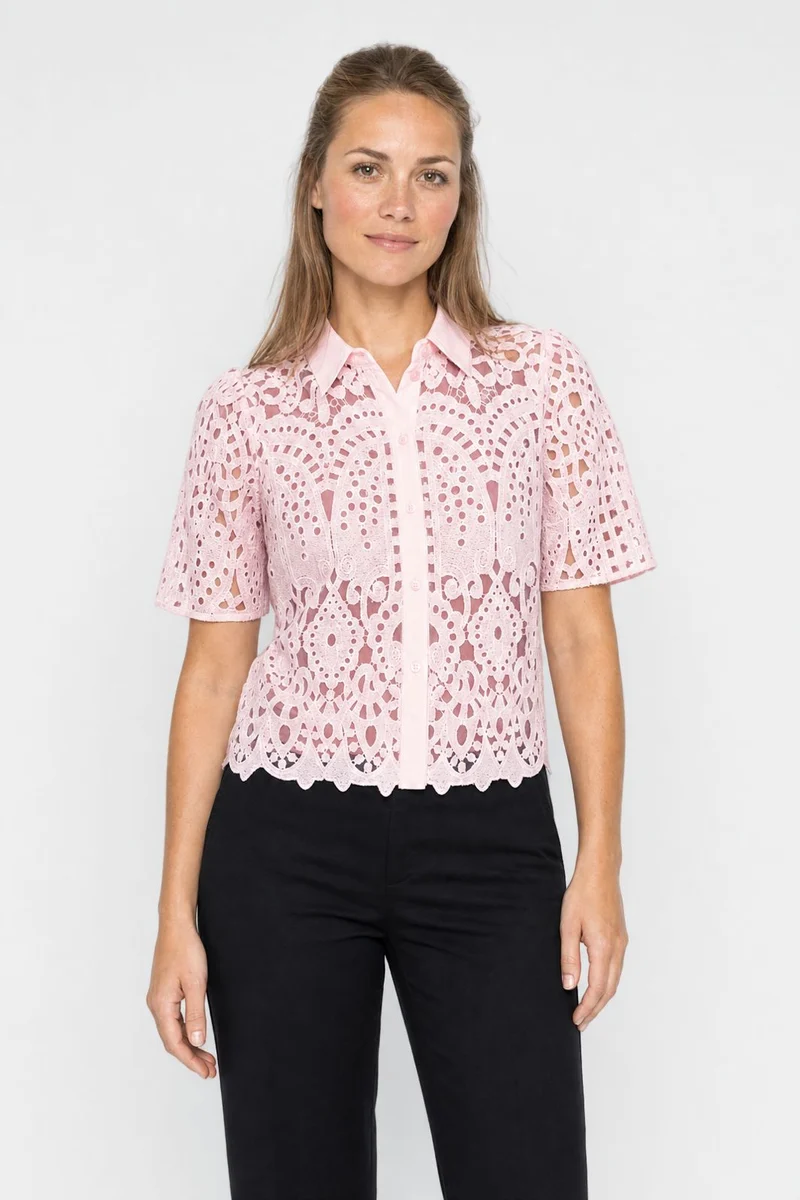 Dear Molly - Broderi Shirt Shirt Ch168459b - Pink