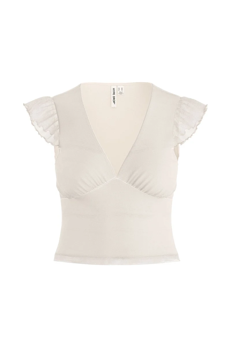 Hypedrop - Hdbente Cropped Deep-V Top 32001141 - 5242682 - Gardenia