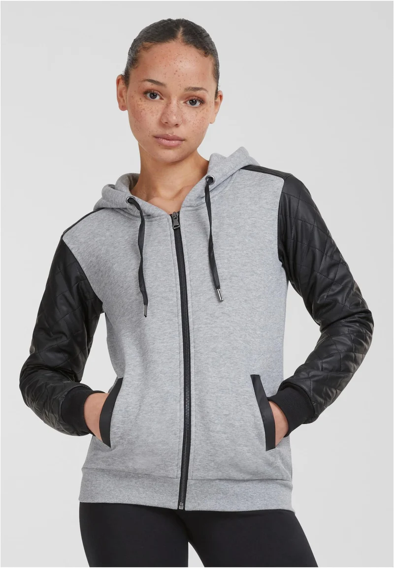 UC Diamond Synthetic Leather Sleeve Zip Hoody