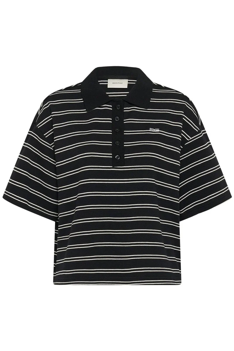 Gestuz - Gzpilova Polo Tee 10911229 - 109751 - Black White Striped