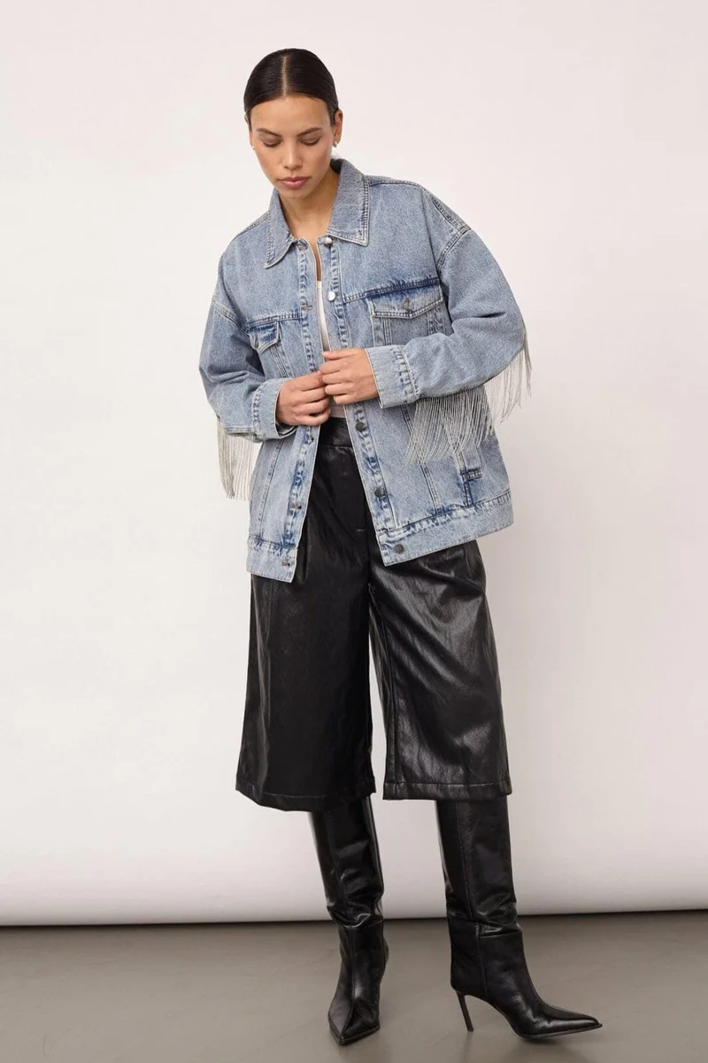 Co´Couture - Denicecc Denim Fringe Jacket 500114 - 45007 - Bleach Denim