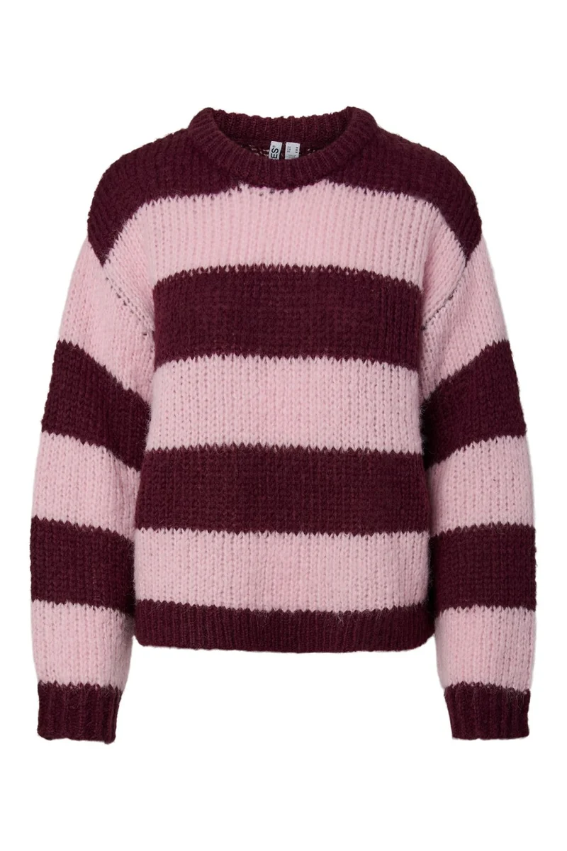 Pieces - Pcdorthea Ls Chunky Knit - 5104861 Winetasting Roseate Spoonbill