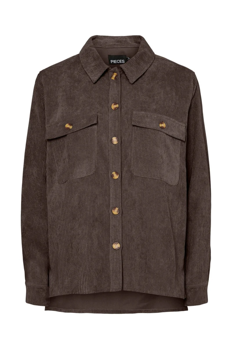 Pieces - Pceffi Ls Corduroy Shirt - 4988237 Hot Fudge