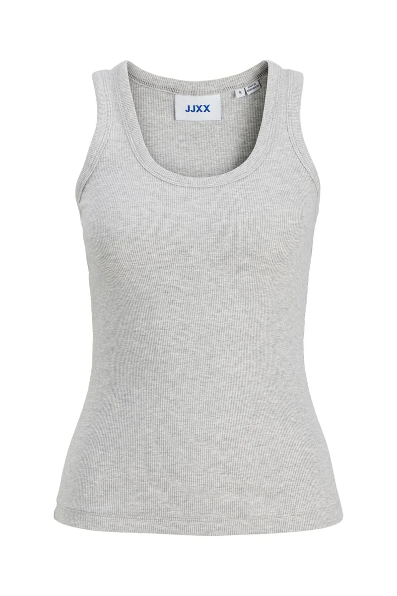 Jjxx - Jxfrida Sl U-Neck Top - 5024072 Light Grey Melange
