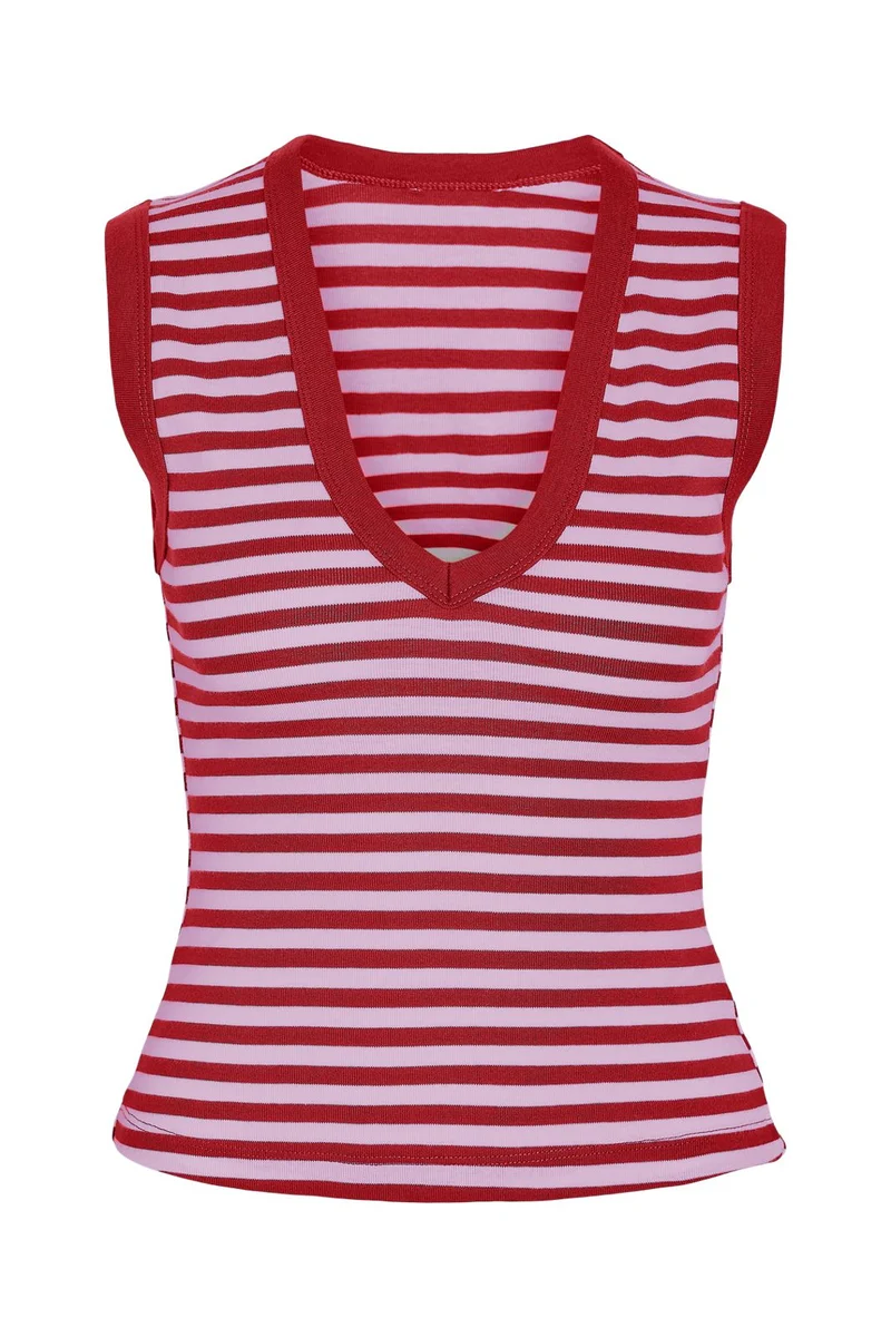 Noisy May - Nmstormi S/L V-Neck Top Tnt/18 - 5212108 Goji Berry Pirouette