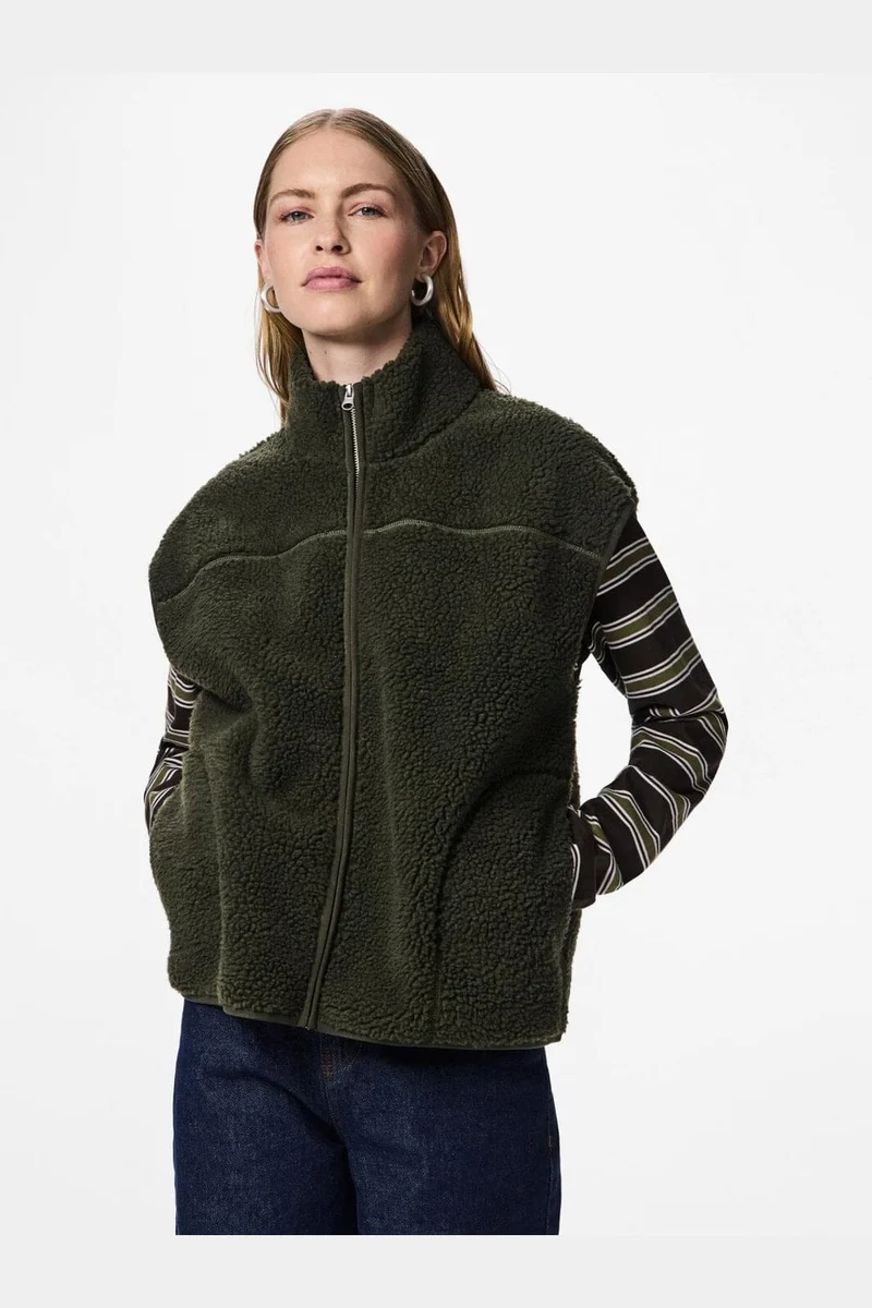 Pieces - Pcsadia Teddy Vest - 5055024 Forest Night