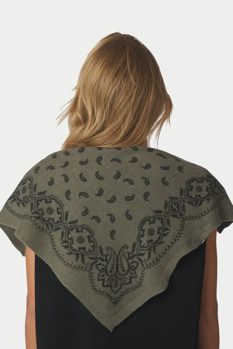 Neo Noir - Adelina Paisley Knit Scarf 169506 - 151 - Army