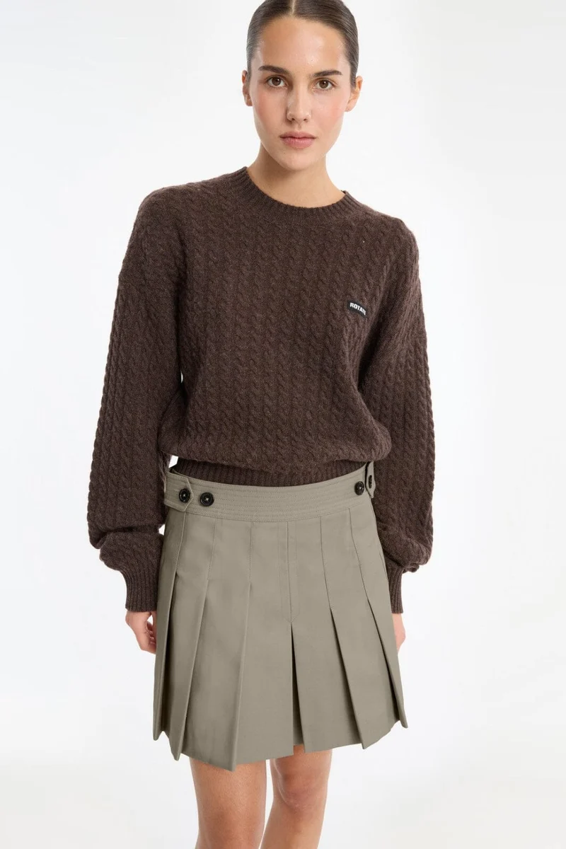 Rotate - Cable Crewneck Sweater 1164372037 - 2037 Potting Soil