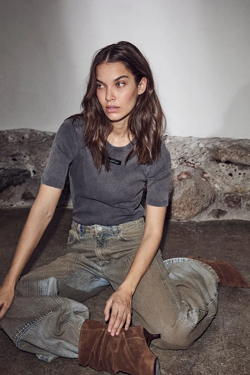 Haute L'Amitié - Vintage Acid Rib Tee HL10749 - Black Acid Wash