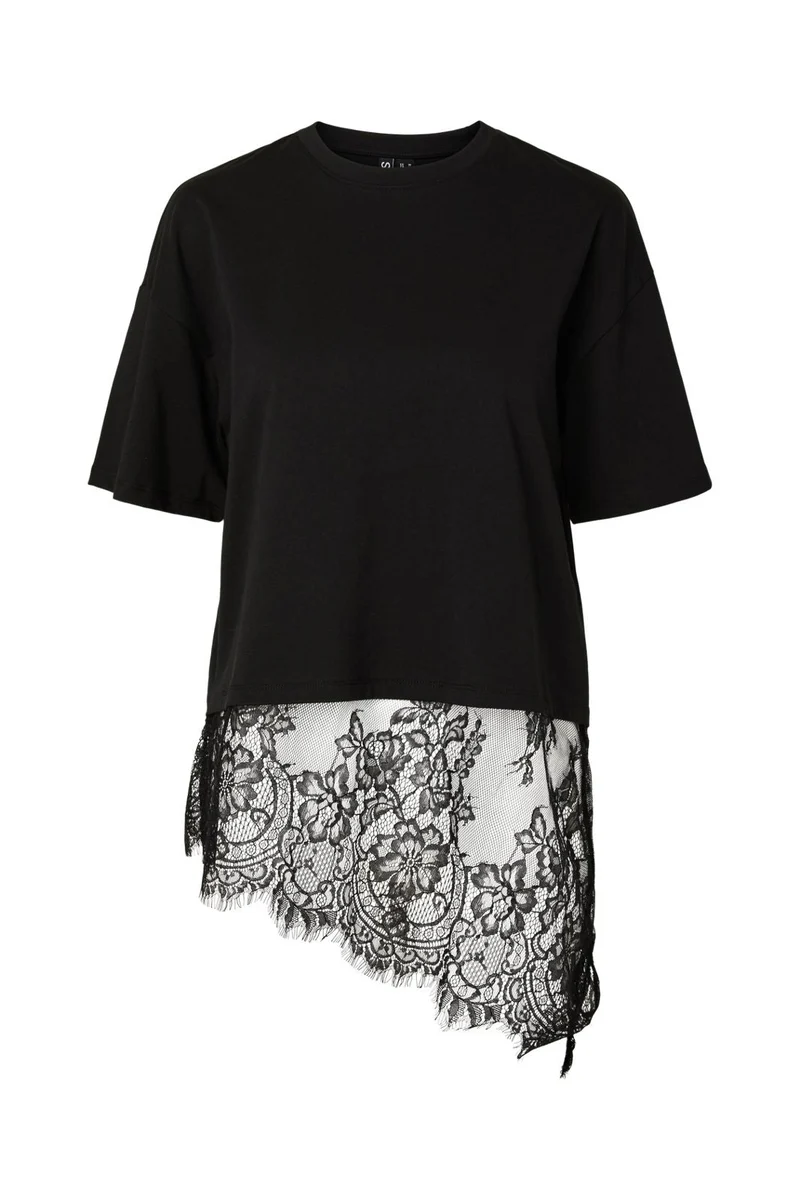 Pieces - Pcmave Ss Lace T-Shirt Dm - 5161686 Black